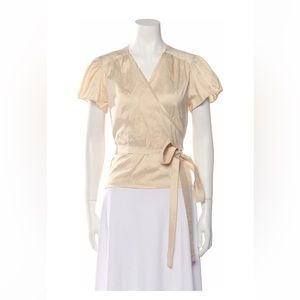 Calypso ivory 100% silk wrap around blouse